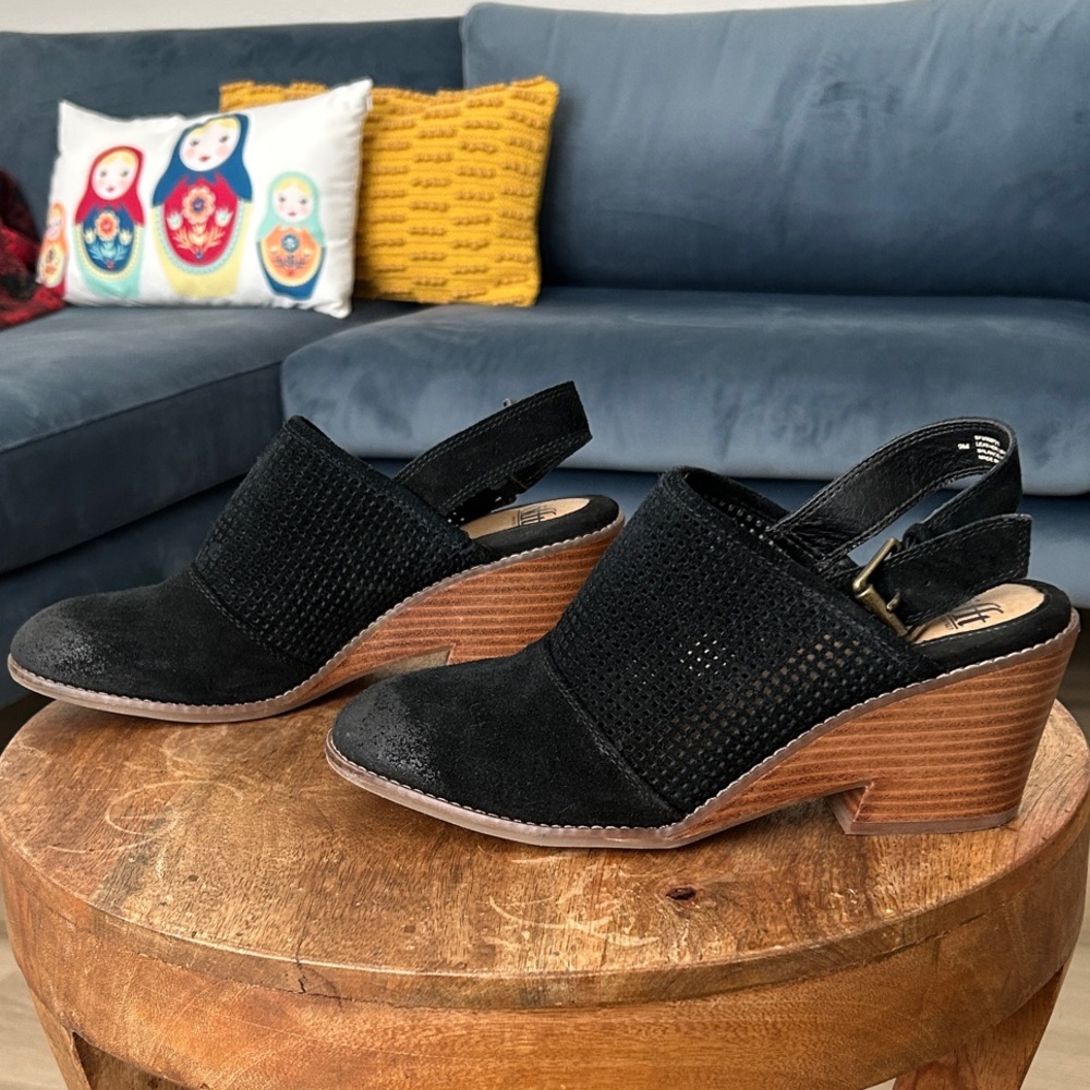 Sofft Black leather upper sling back mules Sz 9